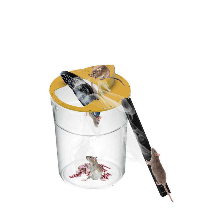 Mouse Trap Automatic Rat Bucket Lid With Ramp Plastic Yellow Black Multi-catch Rodent Catcher - Image 3