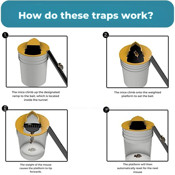 Mouse Trap Bucket Humane Catch And Release No Kill Rat Plastic With Tipping Platform And Ramp - Image 3