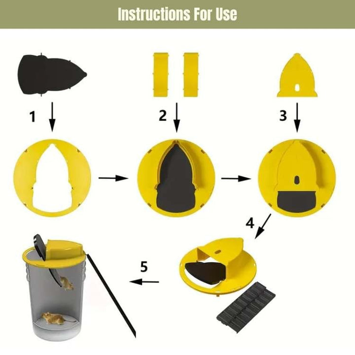 Mouse Trap Bucket No Kill Live Catch Rat Plastic Yellow Lid Ramp Reuse Multiple - Image 2