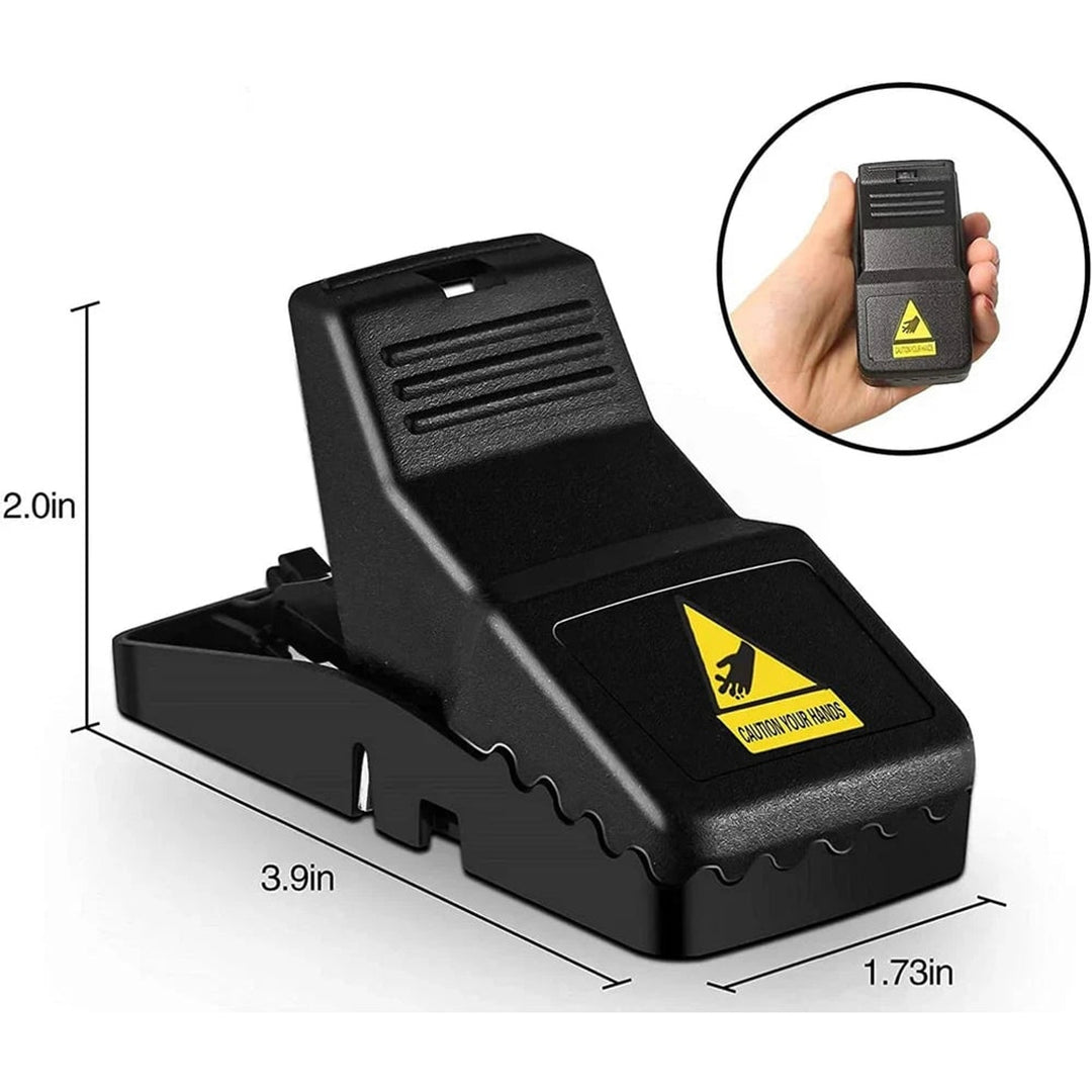 Mouse Trap Plastic Spring-loaded Jaw Pest Rodent Set Of Six Yellow Warning Label - Image 5