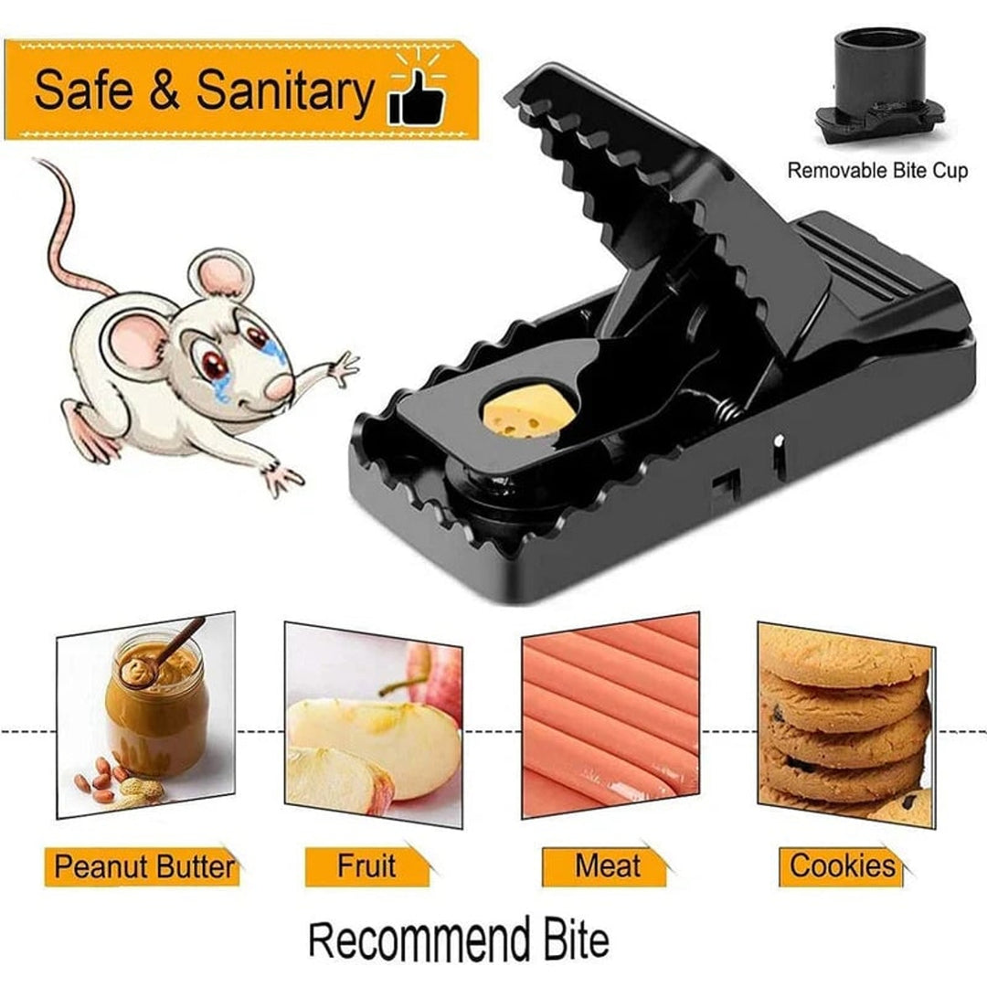 Mouse Trap Plastic Spring-loaded Jaw Pest Rodent Set Of Six Yellow Warning Label - Image 3