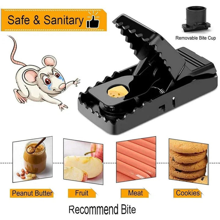 Mouse Trap Plastic Spring-loaded Jaw Pest Rodent Set Of Six Yellow Warning Label - Image 3