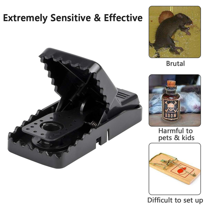 Mouse Trap Reusable Snap Rat For Home Pest Control Plastic Jaw-style With Bait Cup Black - Image 4