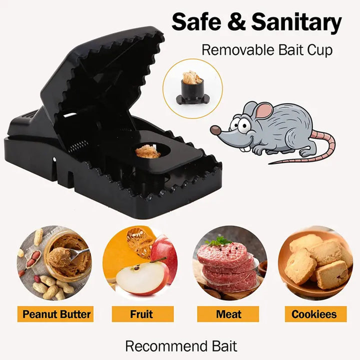 Mouse Trap Reusable Snap Rat For Home Pest Control Plastic Jaw-style With Bait Cup Black - Image 8