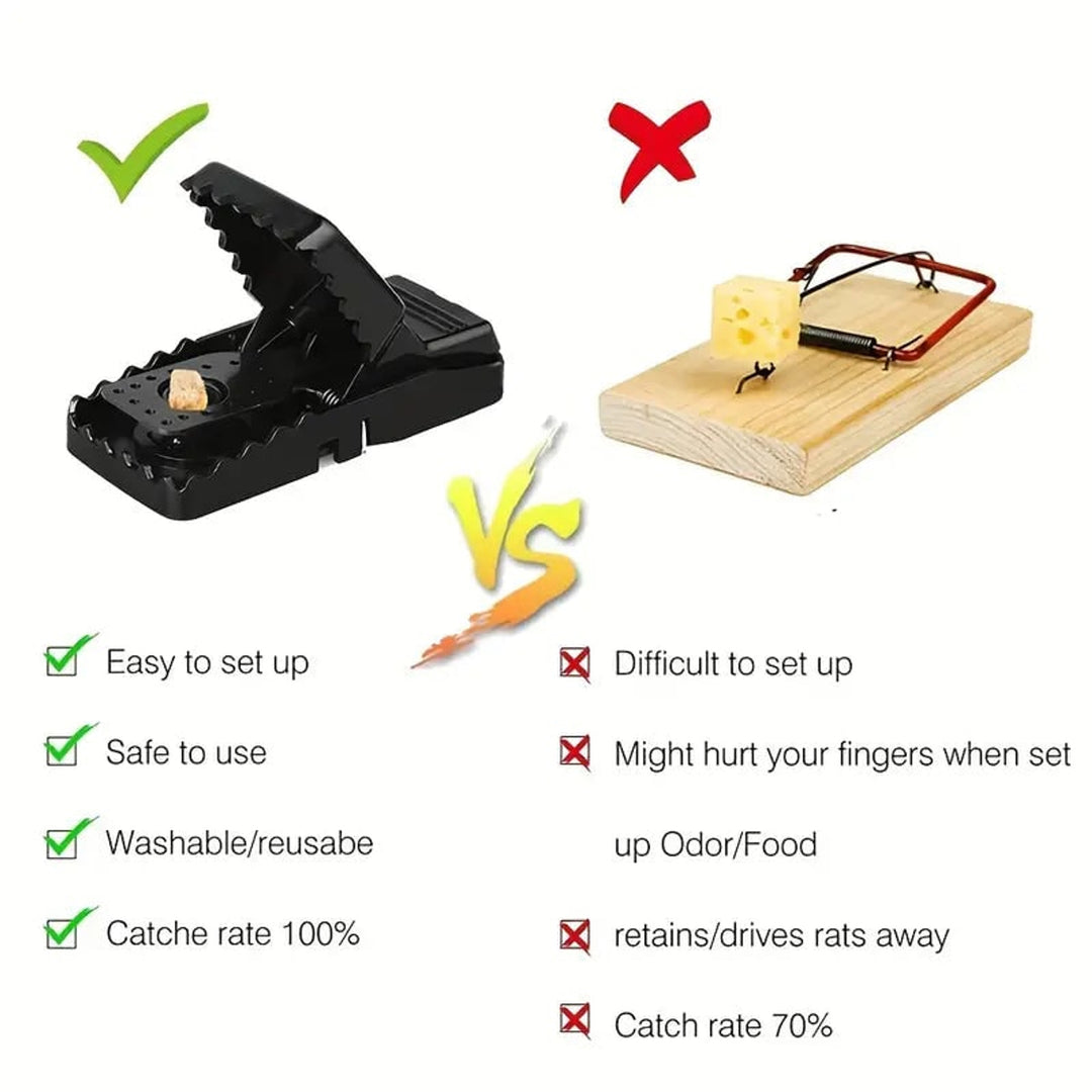 Mouse Trap Reusable Snap Rat For Home Pest Control Plastic Jaw-style With Bait Cup Black - Image 5