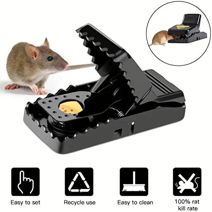 Mouse Trap Reusable Snap Rat For Home Pest Control Plastic Jaw-style With Bait Cup Black - Image 7