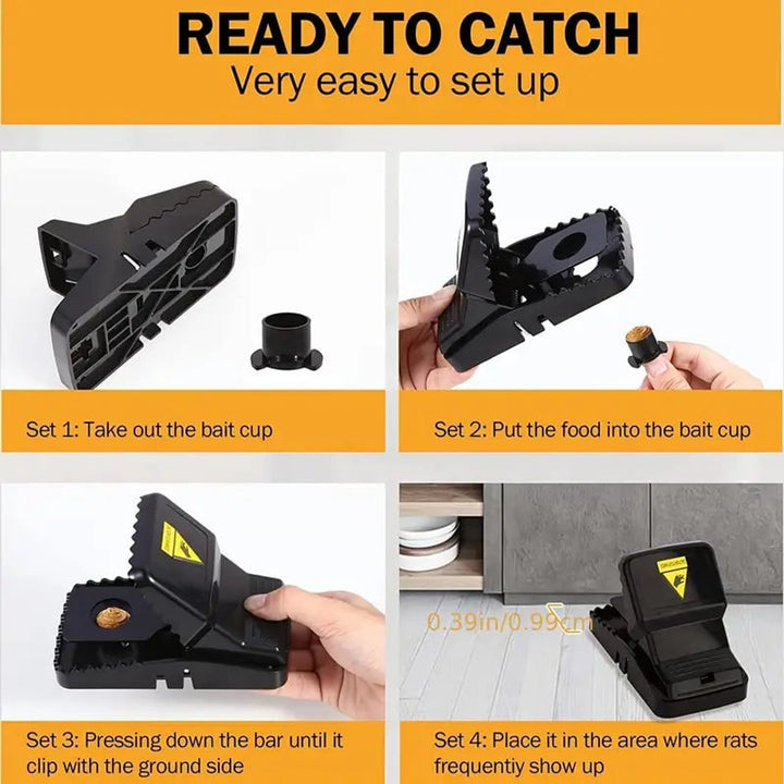 Mouse Trap Reusable Snap Rat For Home Pest Control Plastic Jaw-style With Bait Cup Black - Image 9