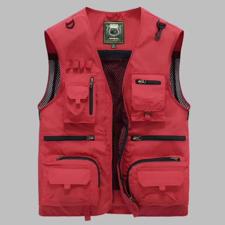 Multi Pocket Vest Utility Fishing Travel Lightweight Zip-Up Sleeveless With Mesh Lining And Adjustable Drawstrings - Image 1