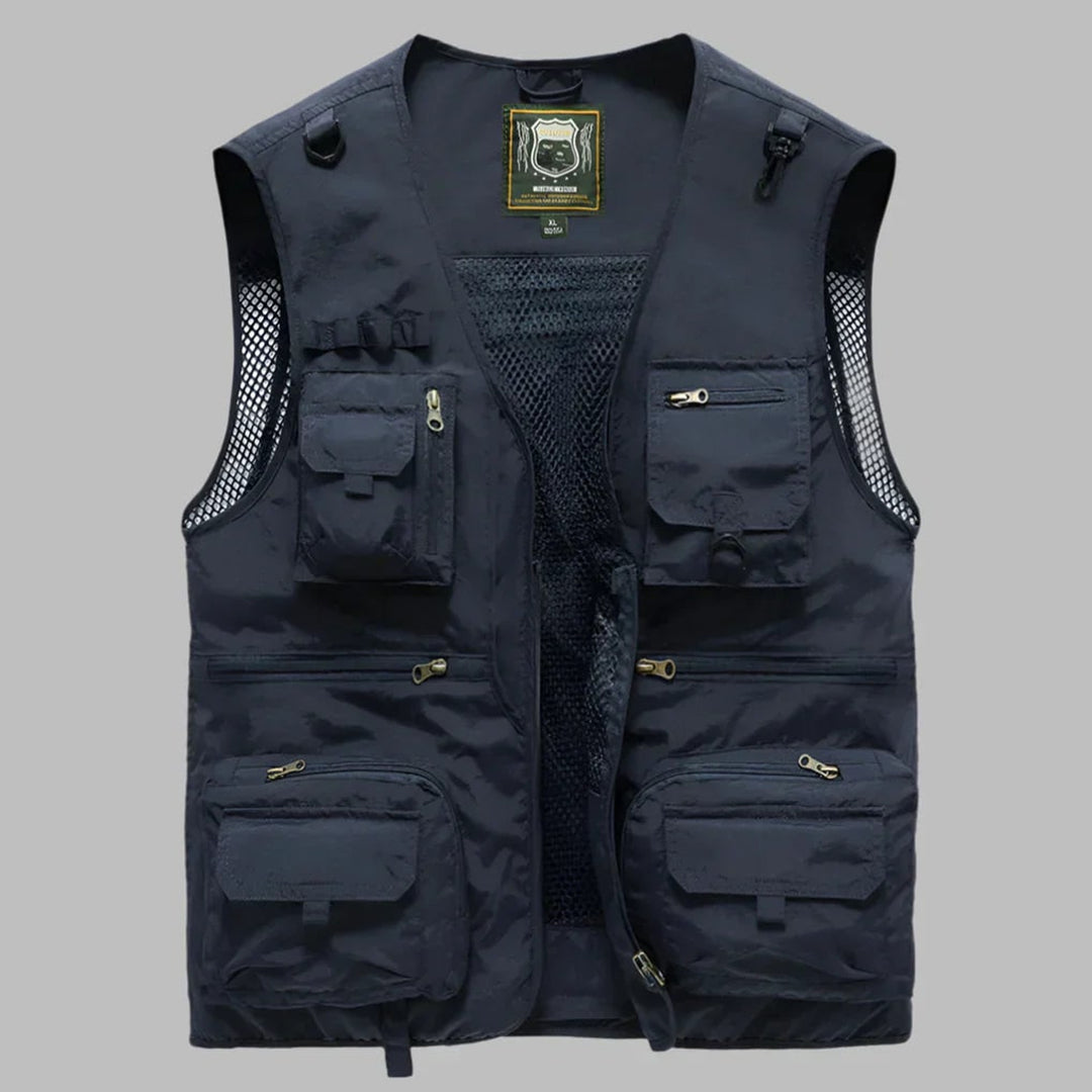 Multi Pocket Vest Utility Fishing Travel Lightweight Zip-Up Sleeveless With Mesh Lining And Adjustable Drawstrings - Image 5