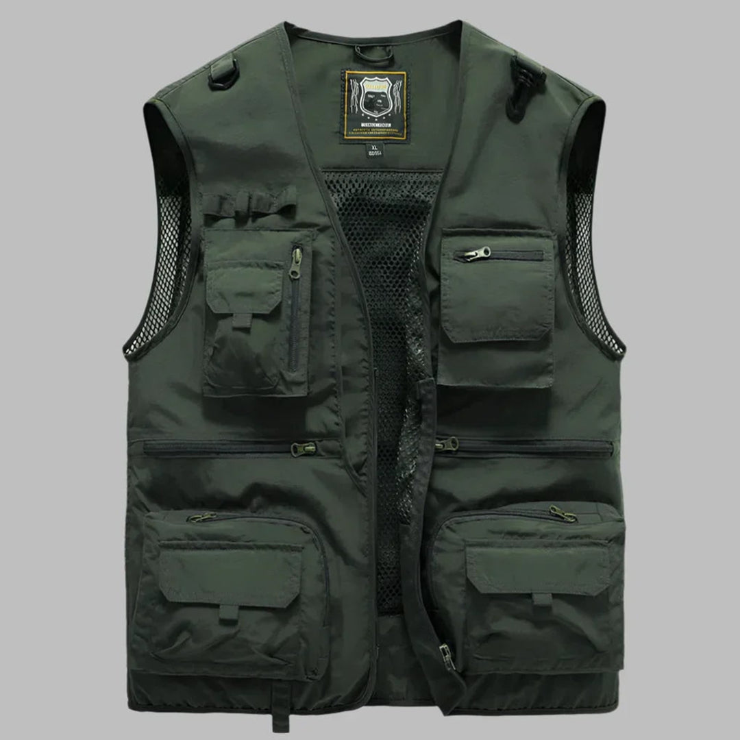 Multi Pocket Vest Utility Fishing Travel Lightweight Zip-Up Sleeveless With Mesh Lining And Adjustable Drawstrings - Image 4