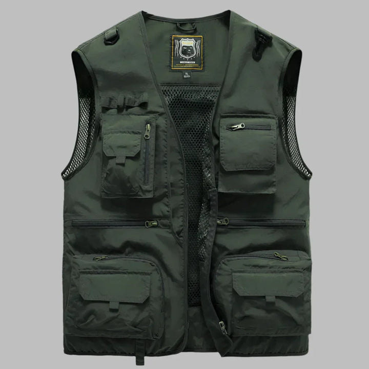 Multi Pocket Vest Utility Fishing Travel Lightweight Zip-Up Sleeveless With Mesh Lining And Adjustable Drawstrings - Image 4