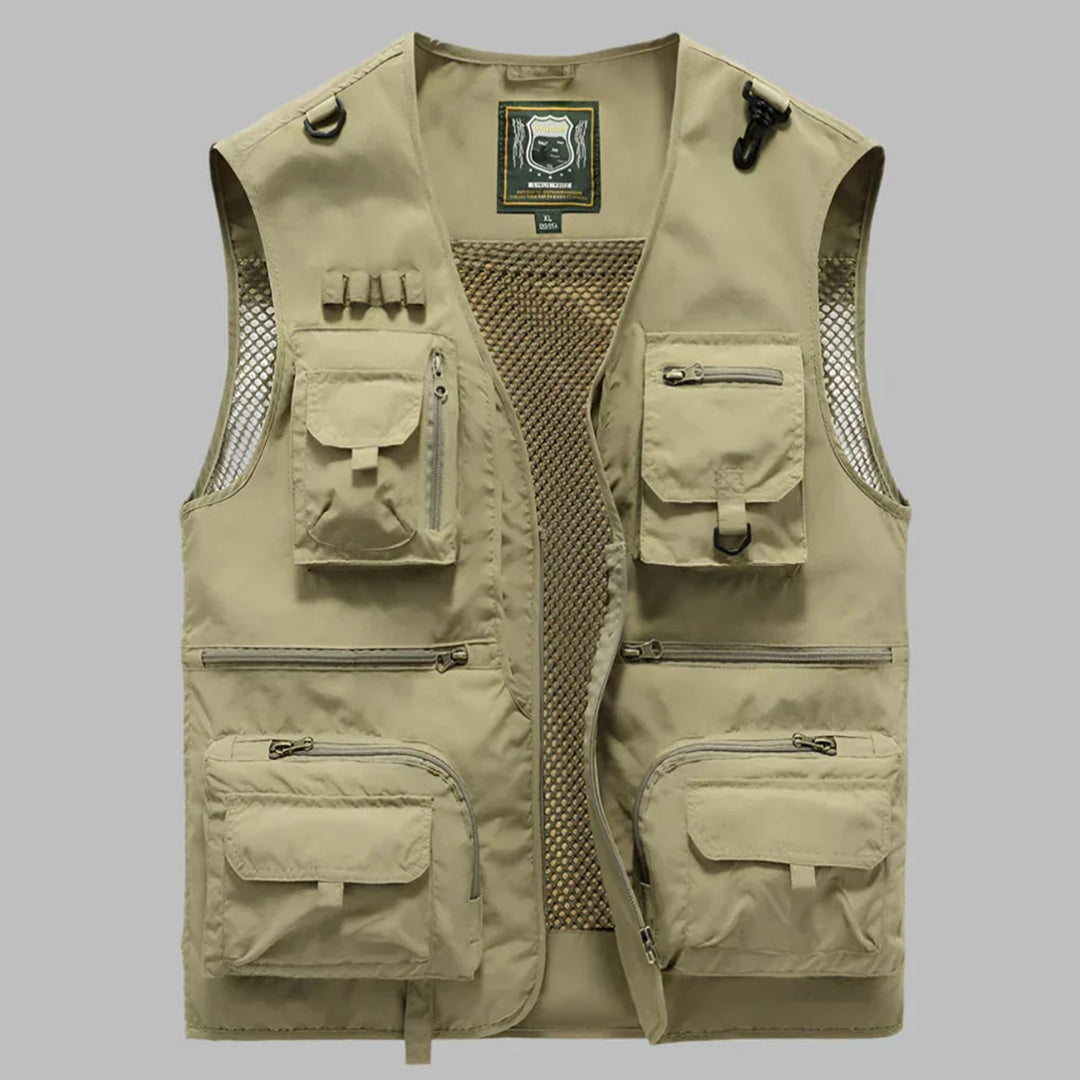 Multi Pocket Vest Utility Fishing Travel Lightweight Zip-Up Sleeveless With Mesh Lining And Adjustable Drawstrings - Image 3
