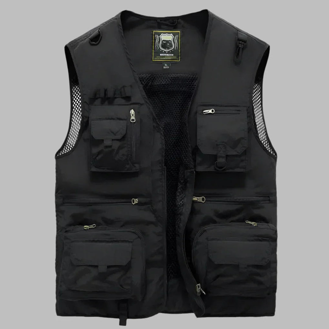 Multi Pocket Vest Utility Fishing Travel Lightweight Zip-Up Sleeveless With Mesh Lining And Adjustable Drawstrings - Image 2