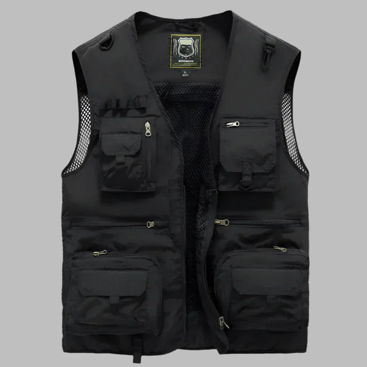 Multi Pocket Vest Utility Fishing Travel Lightweight Zip-Up Sleeveless With Mesh Lining And Adjustable Drawstrings - Image 2