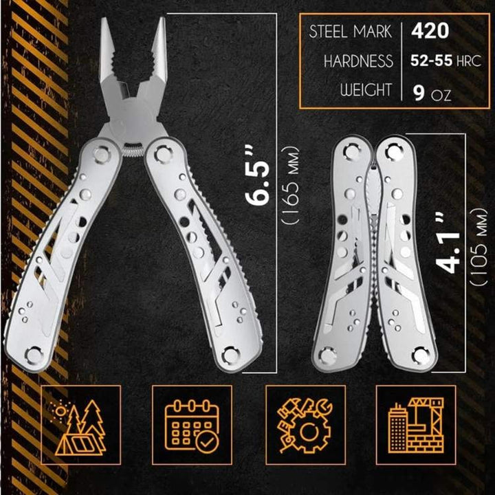 Multi Tool Pliers Pocket Compact Stainless Steel Multifunction With Interchangeable Screwdriver Bits And Belt Pouch - Image 4