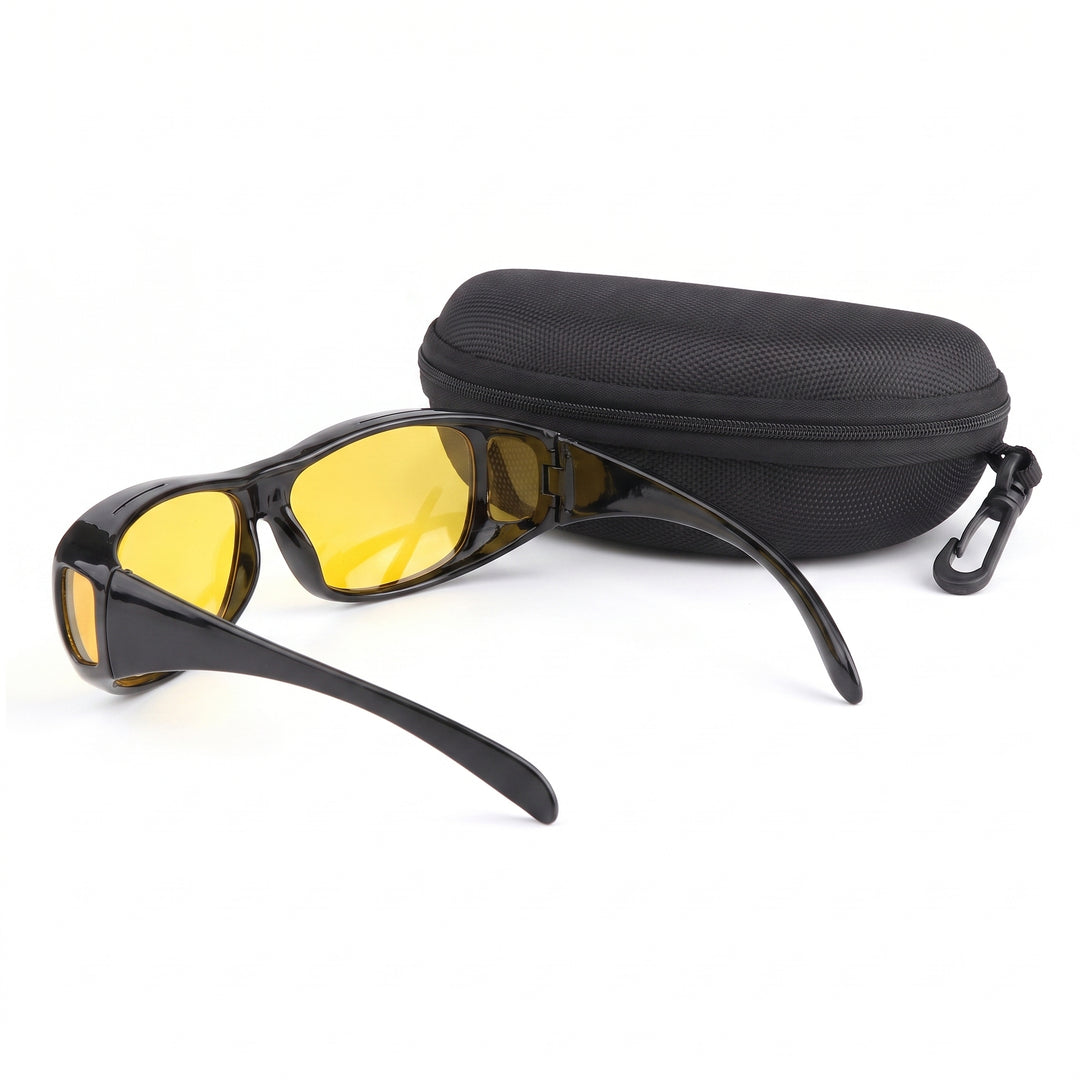 Night Driving Glasses Wrap Around Anti Glare Fit Over Prescription Lenses For Safe Drive - angle