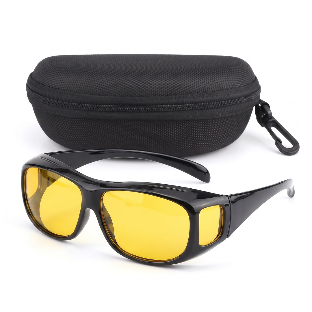 Night Driving Glasses Wrap Around Anti Glare Fit Over Prescription Lenses For Safe Drive - studio