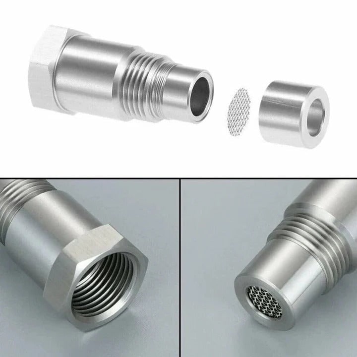 O2 Sensor Adapter Oxygen Extension Check Engine Light Fix Stainless Steel Mesh Filter - Image 2