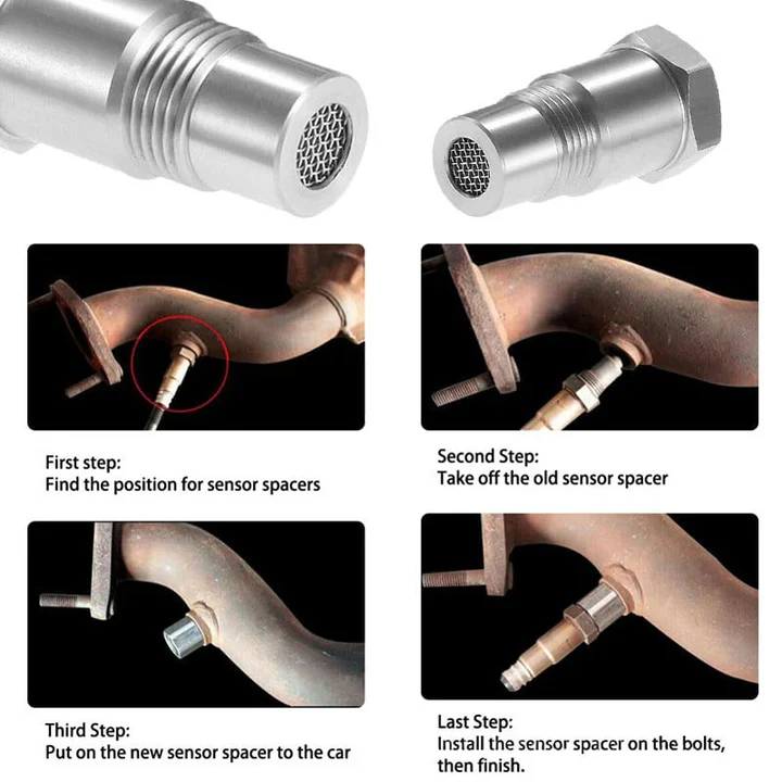 O2 Sensor Adapter Oxygen Extension Check Engine Light Fix Stainless Steel Mesh Filter - Image 4
