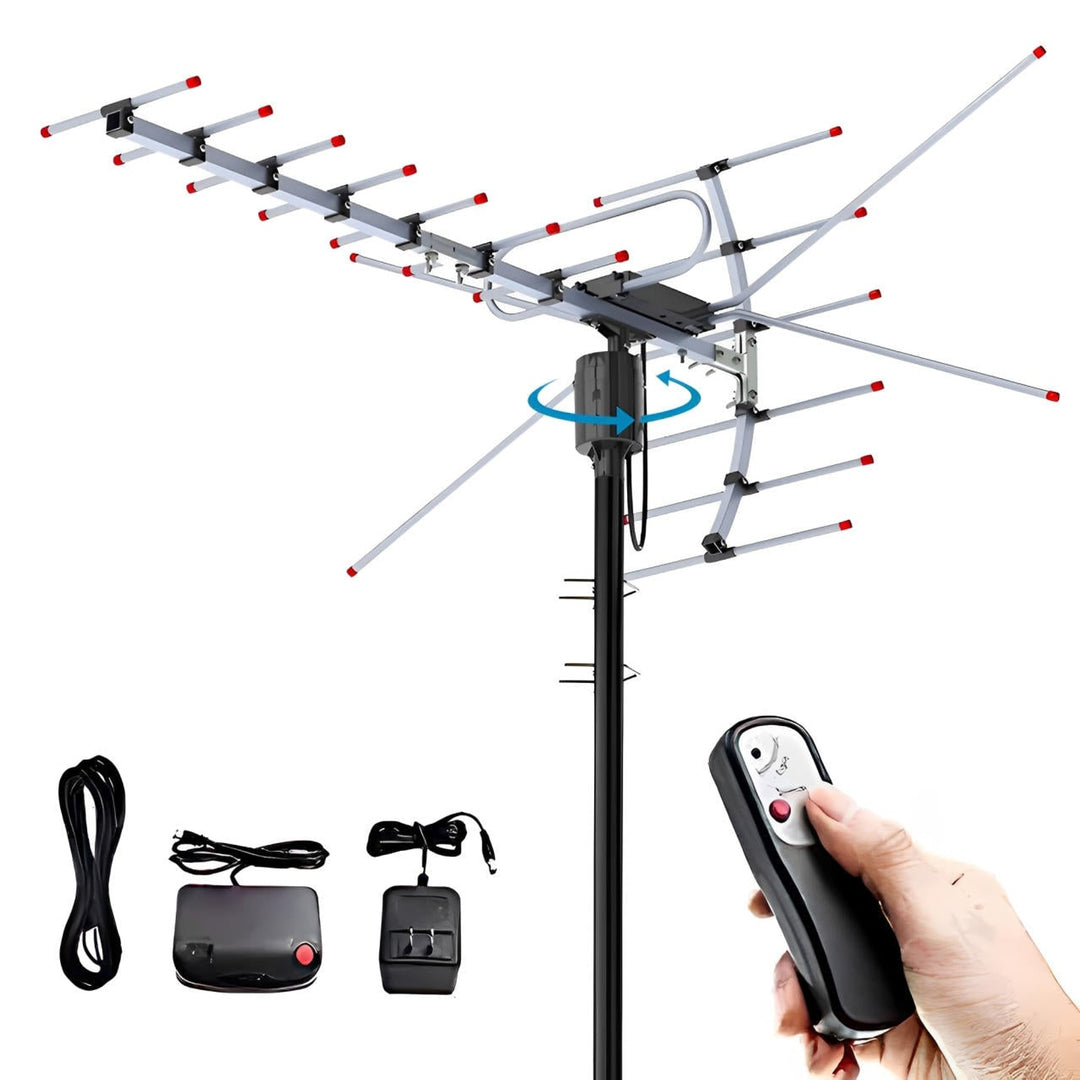 Outdoor TV Antenna 360 Degree Rotating Motorized Digital HD Aluminum VHF - Image 1
