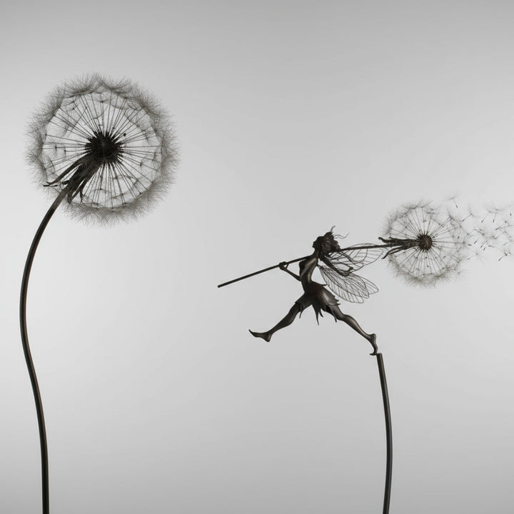 Metal Fairy Garden Sculpture with Stake for Outdoor Decor