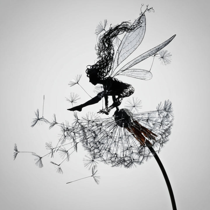 Metal Fairy Garden Sculpture with Stake for Outdoor Decor