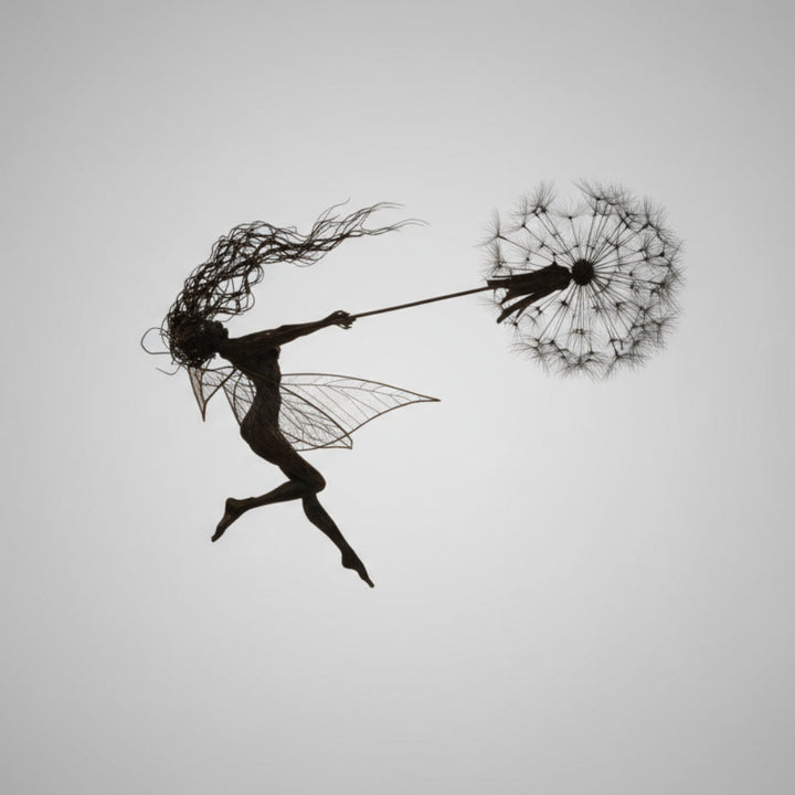 Metal Fairy Garden Sculpture with Stake for Outdoor Decor