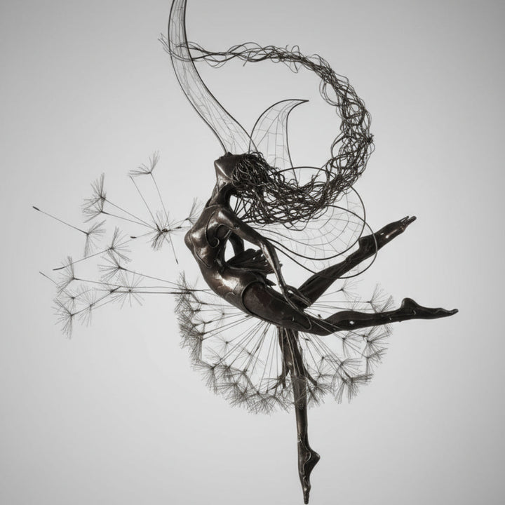 Metal Fairy Garden Sculpture with Stake for Outdoor Decor