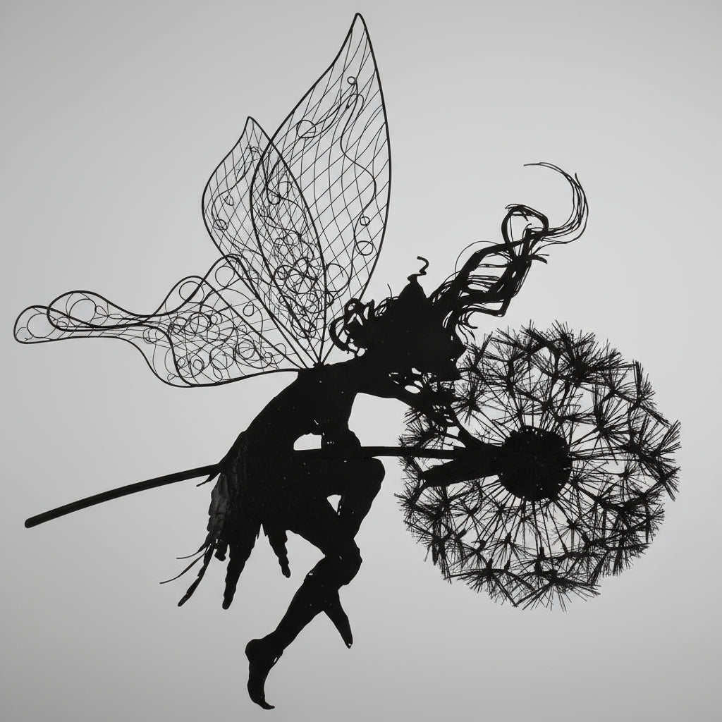 Metal Fairy Garden Sculpture with Stake for Outdoor Decor