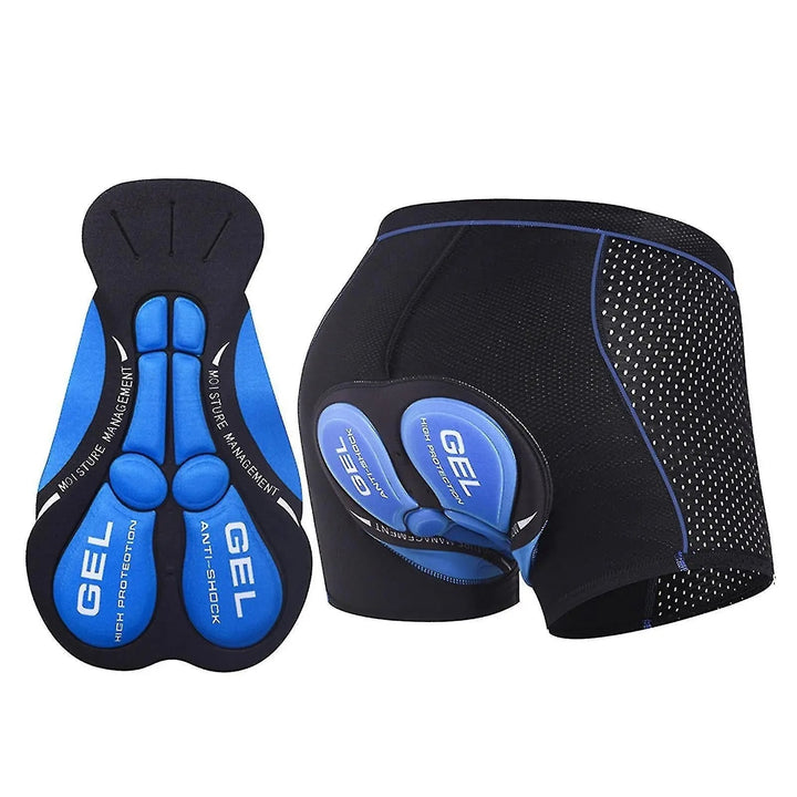 Padded Cycling Shorts Gel Underwear With Blue Padding And Breathable Mesh Panels - Image 1