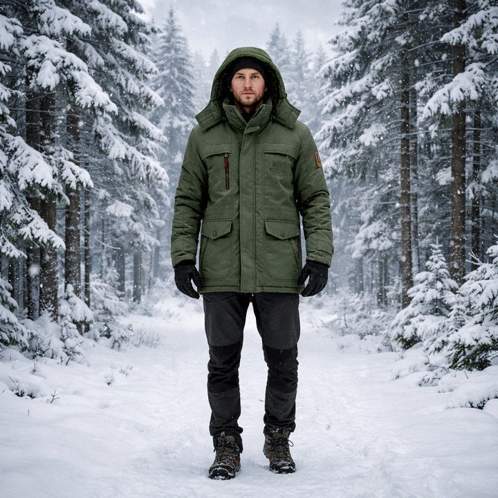 Winter Jacket Quilted Parka Hooded Windproof Outdoor Coat
