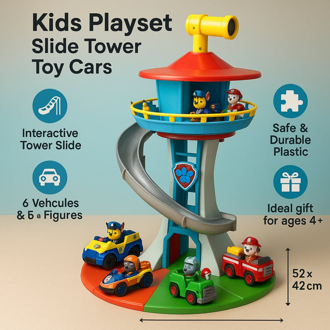 Playset Tower Paw Patrol Slide Car Plastic Multicolor Rescue Figures Toy Kids - Image 3