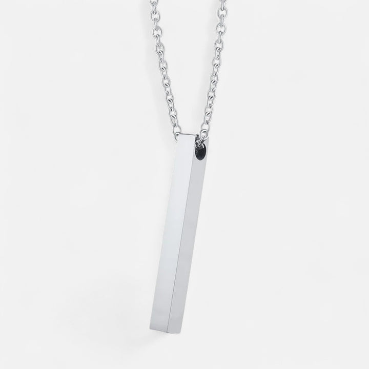 Celzoir | Collier Classy Homme à Pendentif Barre Verticale en Acier Inoxydable – Superposition de Chaînes Cubaine et Corde de Blé