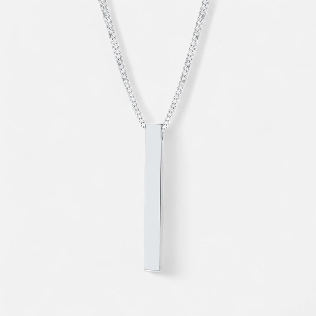 Celzoir | Collier Classy Homme à Pendentif Barre Verticale en Acier Inoxydable – Superposition de Chaînes Cubaine et Corde de Blé