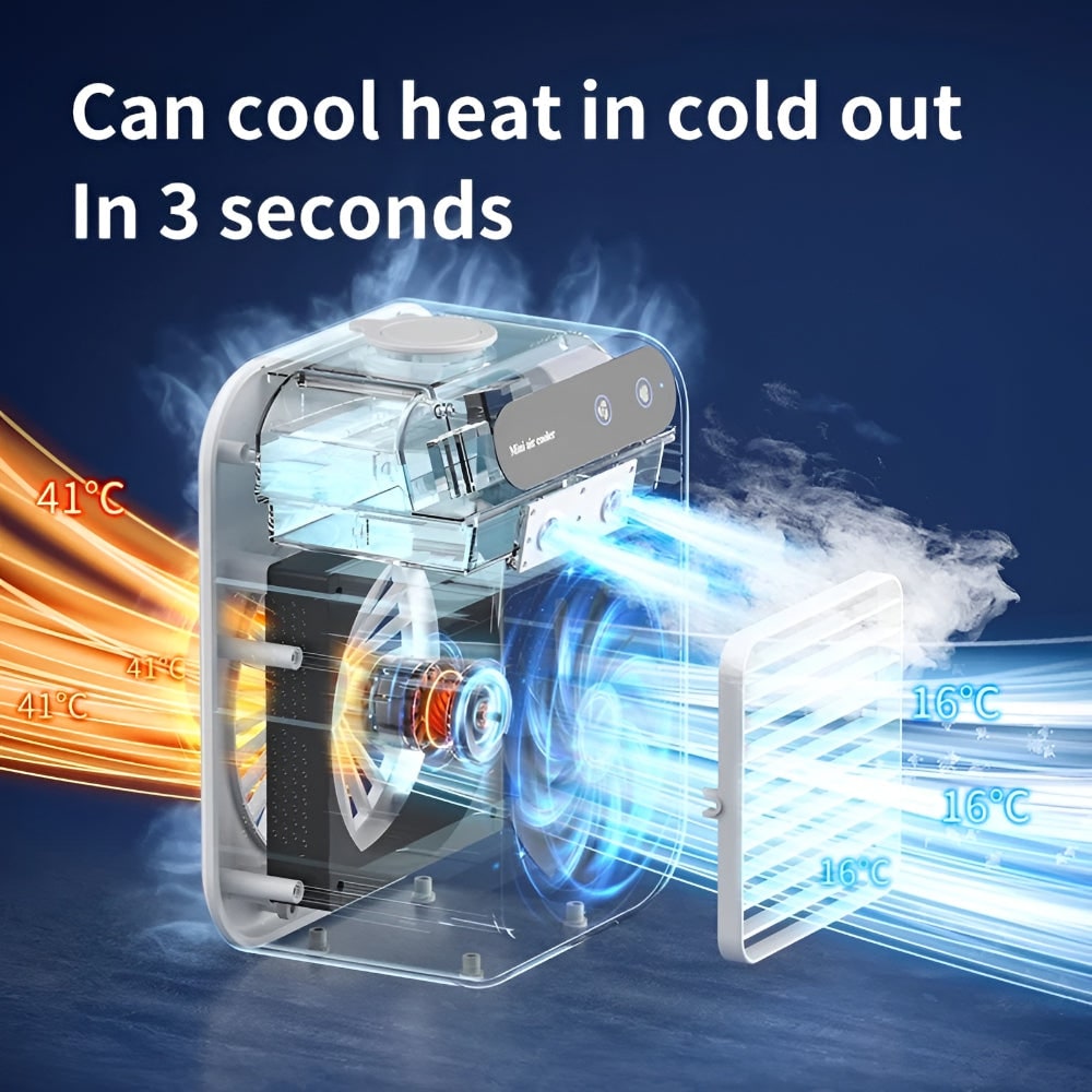 Portable Air Conditioner Mini Cooling Fan Remote Control - Image 3