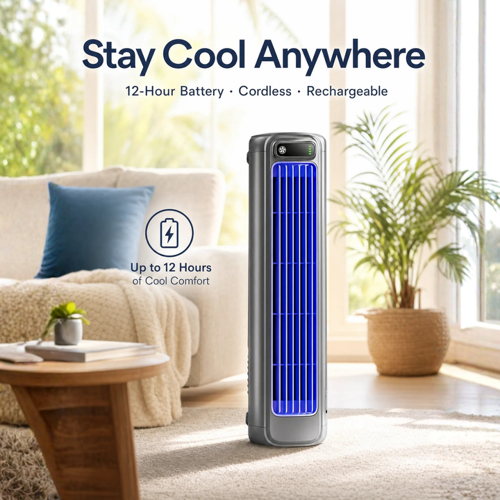 Portable Air Conditioner Rechargeable Tower Fan Quiet Cooling 12-Hour Battery - Image 7