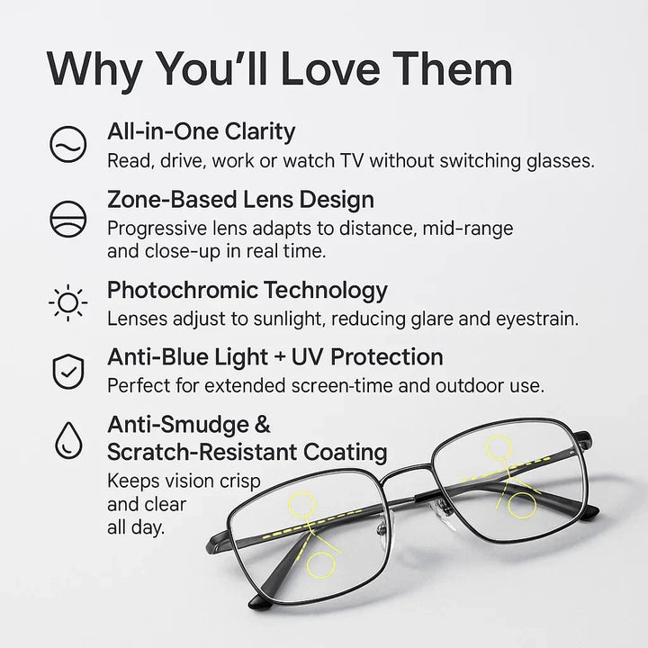 Progressive Multifocal Reading Glasses Half-Rim Blue Light Blocking - Image 8