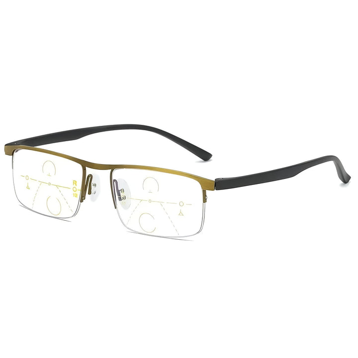 Progressive Reading Glasses Light Blocking Half-Rim Rectangular Frames - Image 10