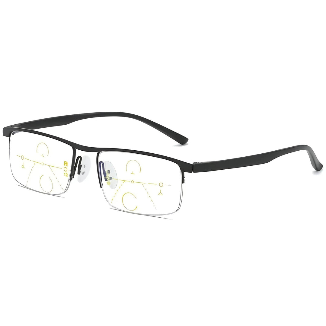 Progressive Reading Glasses Light Blocking Half-Rim Rectangular Frames - Image 8