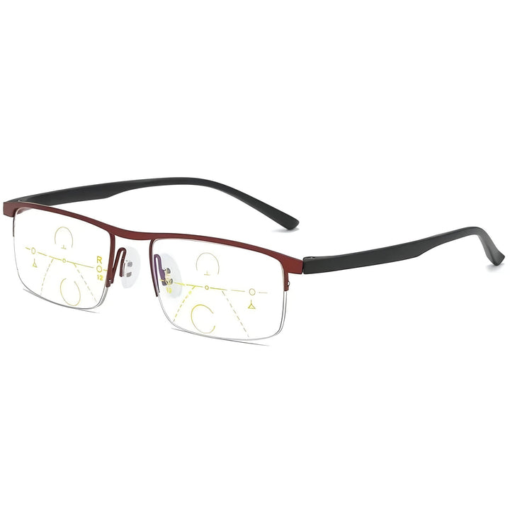 Progressive Reading Glasses Light Blocking Half-Rim Rectangular Frames - Image 9