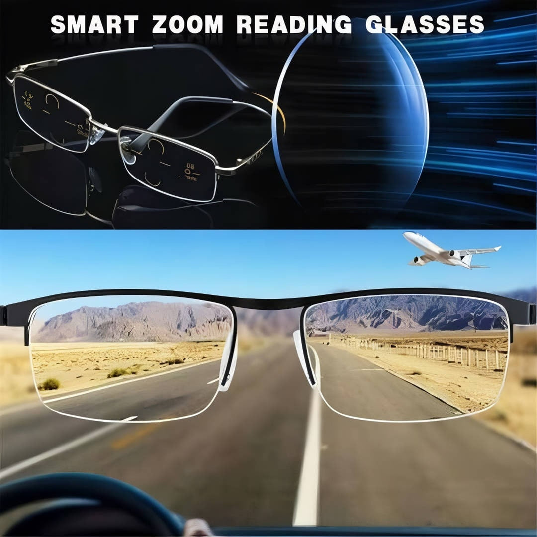 Progressive Reading Glasses Light Blocking Half-Rim Rectangular Frames - Image 3