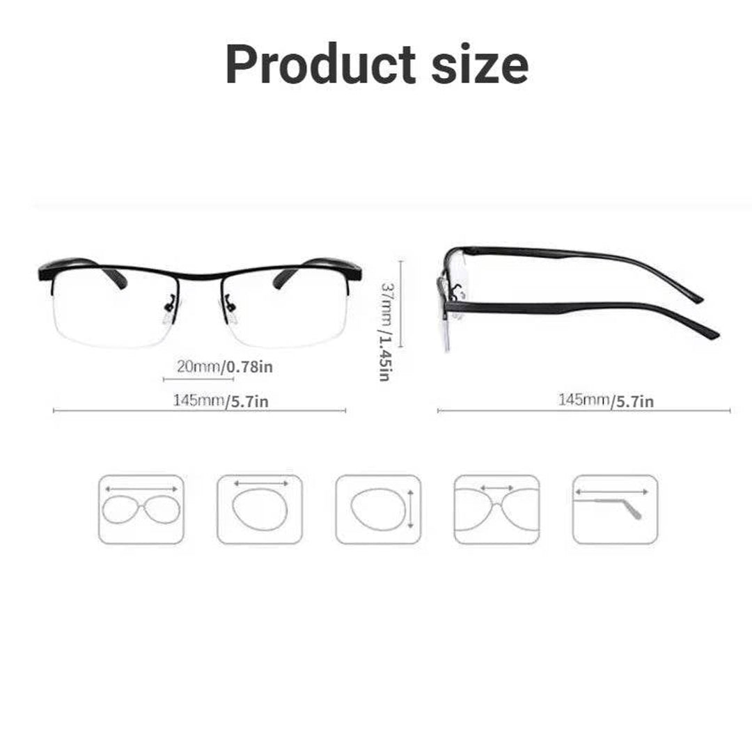 Progressive Reading Glasses Light Blocking Half-Rim Rectangular Frames - Image 7