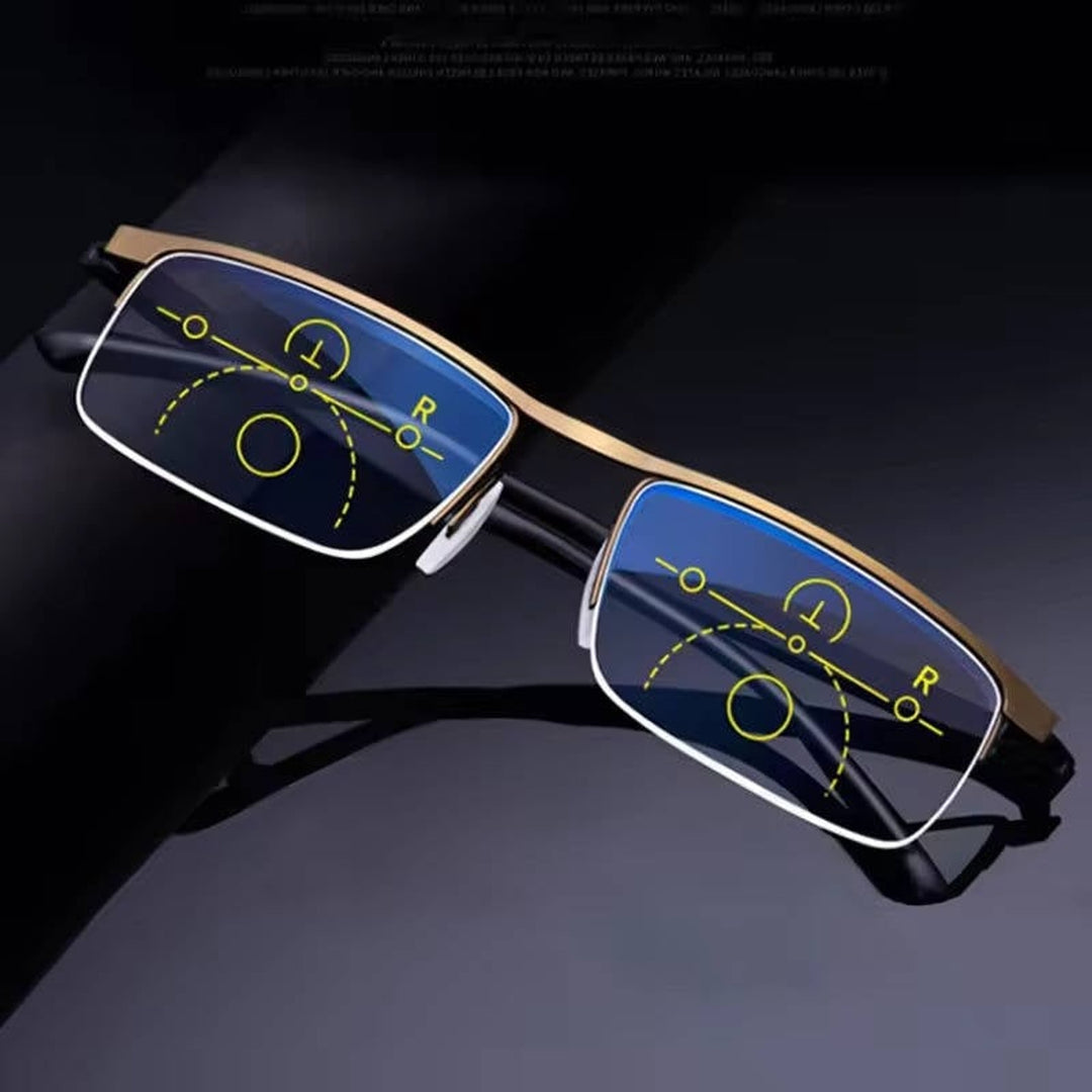 Progressive Reading Glasses Light Blocking Half-Rim Rectangular Frames - Image 6
