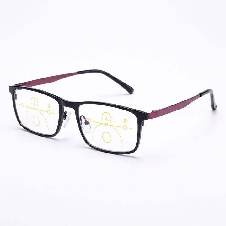 Progressive Reading Glasses Light Blocking Half-Rim Rectangular Frames - Image 5