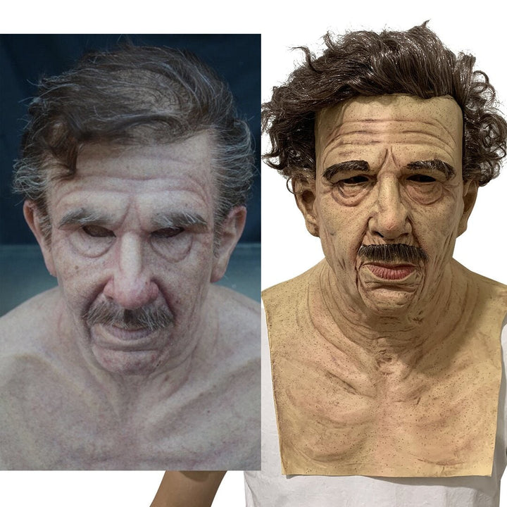 Realistic Old Man Mask Halloween Latex Creepy Full Head - Image 10