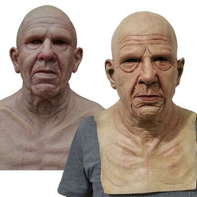 Realistic Old Man Mask Halloween Latex Creepy Full Head - Image 11