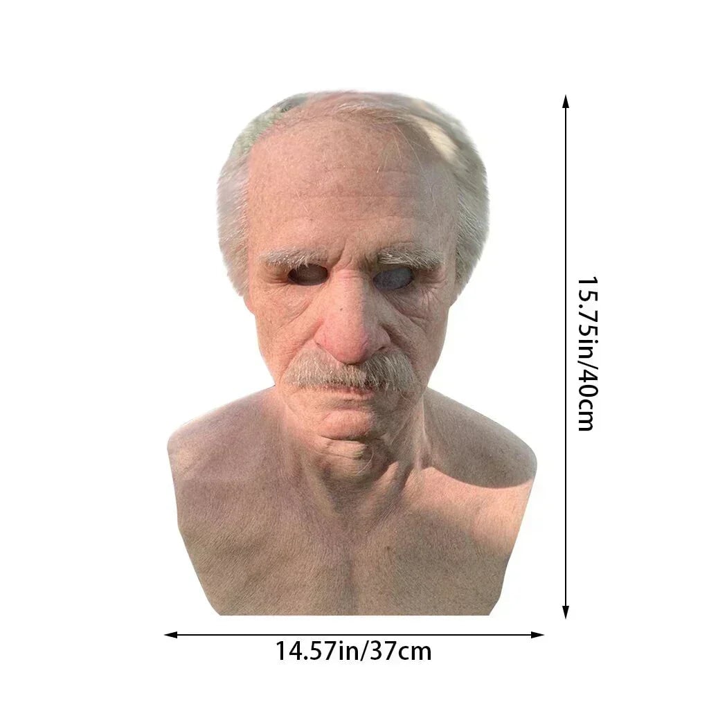 Realistic Old Man Mask Halloween Latex Creepy Full Head - Image 5