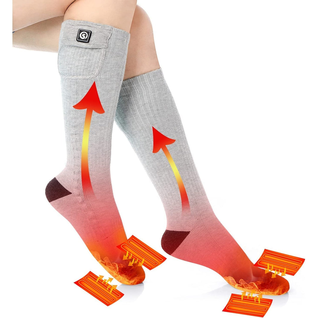 Rechargeable Battery Heated Socks With Electric Heating And Ribbed Knit Calf - Image 10