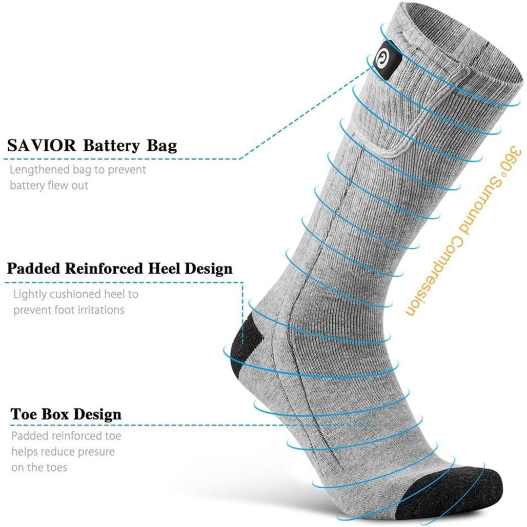 Rechargeable Battery Heated Socks With Electric Heating And Ribbed Knit Calf - Image 3