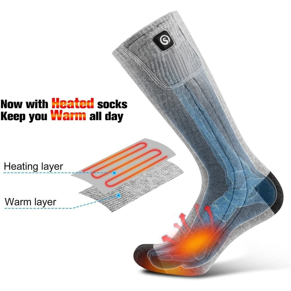 Rechargeable Battery Heated Socks With Electric Heating And Ribbed Knit Calf - Image 2